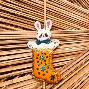 Vintage Bunny Rabbit Stocking Ornament
